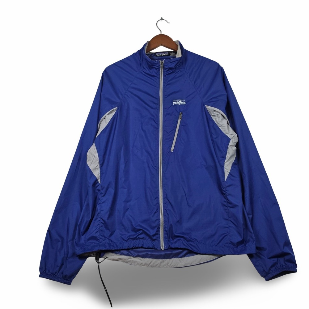 Vintage Patagonia Velocity Shell Windbreaker Jacket Mens L Blue Silver 24104 Y2K